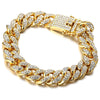 Men's Luxury Quartz Watch And Cuban Bracelet Set With Diamond Accent Round Dial Alloy Strap And Stainless Steel Clasp