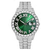 Men's Luxury Quartz Watch And Cuban Bracelet Set With Diamond Accent Round Dial Alloy Strap And Stainless Steel Clasp