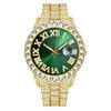 Men's Luxury Quartz Watch And Cuban Bracelet Set With Diamond Accent Round Dial Alloy Strap And Stainless Steel Clasp