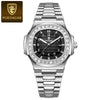 Men's Luxury Waterproof Luminous Quartz Watch Stainless Steel Alloy Square Dial Leisure Style