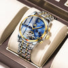 Men's Mechanical Alloy And Stainless Steel Waterproof Luminous Multifunction Leisure Watch With Through Bottom And Spiral Crown