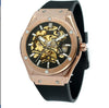 Men's Mechanical Watch Alloy Case Rubber Strap Stainless Steel Pin Buckle Round Dial Transparent Bottom Fashionable Casual