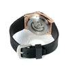 Men's Mechanical Watch Alloy Case Rubber Strap Stainless Steel Pin Buckle Round Dial Transparent Bottom Fashionable Casual