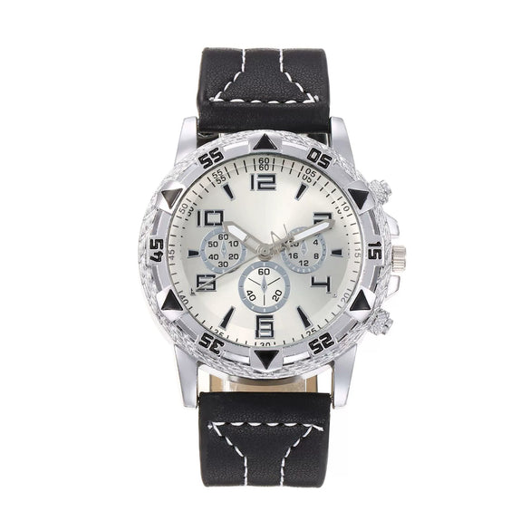 Men's Metal Alloy Stainless Steel Fashion Business Round Digital Quartz Wrist Watch