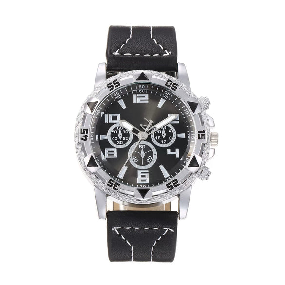 Men's Metal Alloy Stainless Steel Fashion Business Round Digital Quartz Wrist Watch
