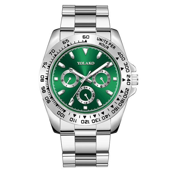 Men's Metal And Stainless Steel Band Fashion Round Dial Luminous Quartz Watch