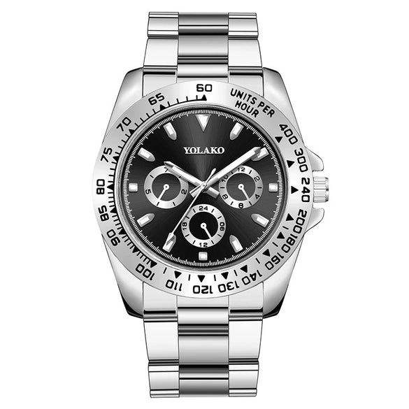 Men's Metal And Stainless Steel Band Fashion Round Dial Luminous Quartz Watch