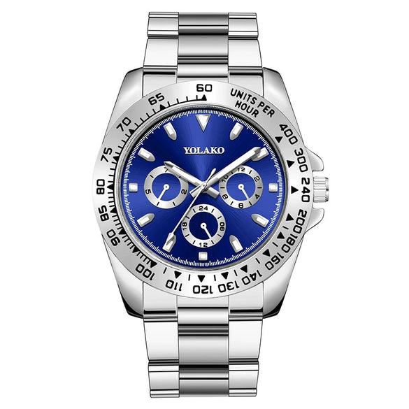 Men's Metal And Stainless Steel Band Fashion Round Dial Luminous Quartz Watch