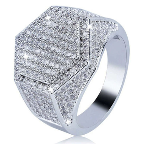 Men's Metal Geometric Masonic Totem Ring Electroplated