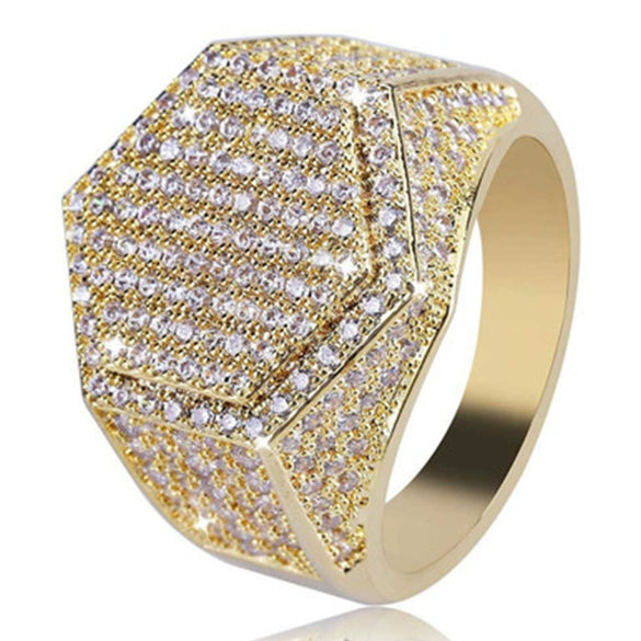 Men's Metal Geometric Masonic Totem Ring Electroplated