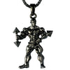 Men's Metal Jewelry Fitness Pendant With Cartoon Characters And Electroplating Treatment On Pearl Chain