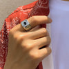 Men's Metal Letter Ring Retro Style Dripping Oil Process