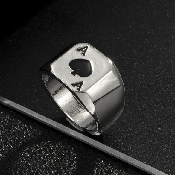 Men's Metal Letter Ring Retro Style Dripping Oil Process