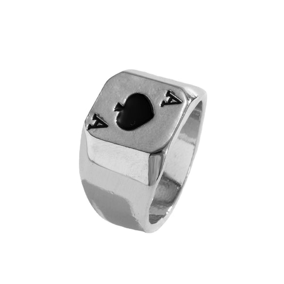 Men's Metal Letter Ring Retro Style Dripping Oil Process