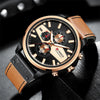 Men's Metal Waterproof Leisure Watch With Round Dial And Imitation Leather Strap
