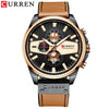Men's Metal Waterproof Leisure Watch With Round Dial And Imitation Leather Strap