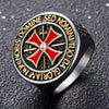 Men's Minimalist Geometric Metal Ring With Electroplating And Templar Cross Design