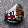 Men's Minimalist Geometric Metal Ring With Electroplating And Templar Cross Design