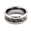 Men's Minimalist Geometric Wave Pattern Wood Grain Electroplated Tungsten Steel Ring
