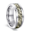 Men's Minimalist Geometric Wave Pattern Wood Grain Electroplated Tungsten Steel Ring