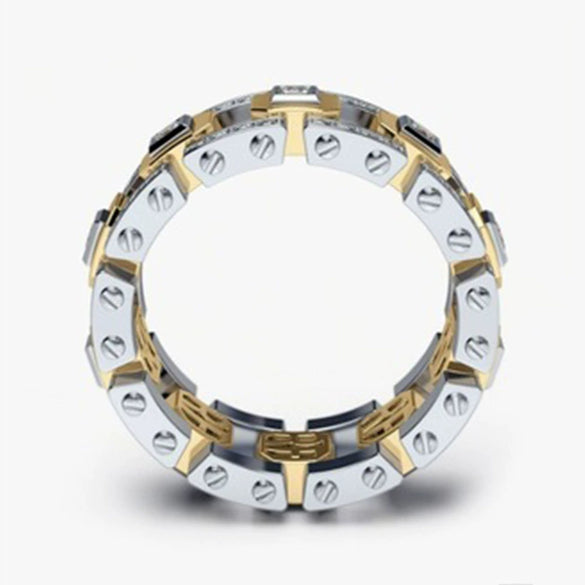 Men's Modern Rose Gold Color Geometric Metal Ring With Electroplated Finish Simple Fashion Engagement Jewelry