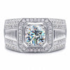 Men's Moissanite And Diamond Four Claw Ring 925 Silver Geometric Style Electroplated