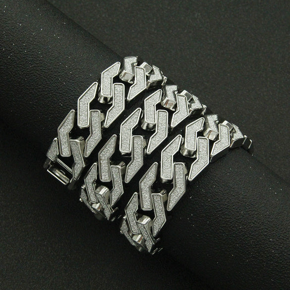 Men's Motorcycle Glitter Alloy Cuban Chain Hip Hop Geometric Electroplated Bracelet