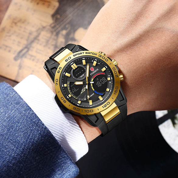 Men's Multifunction Chronograph Waterproof Electronic Watch Zinc Alloy Case Plastic Strap Round Dial Geometric Style