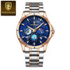 Men's Multifunction Quartz Watch Stainless Steel Strap Alloy Case Round Dial Leisure Style
