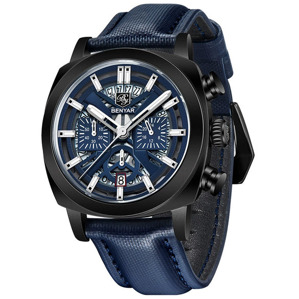Men's Multifunction Quartz Waterproof Calendar Business Watch With Printed Logo Made Of Zinc Alloy And Mineral Reinforced Glass Mirror