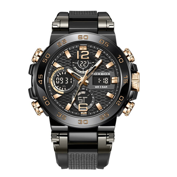 Men's Multifunction Waterproof Sports Watch With Zinc Alloy Case Silicone Strap And Mineral Strengthened Glass Mirror Geometric Style Round Dial