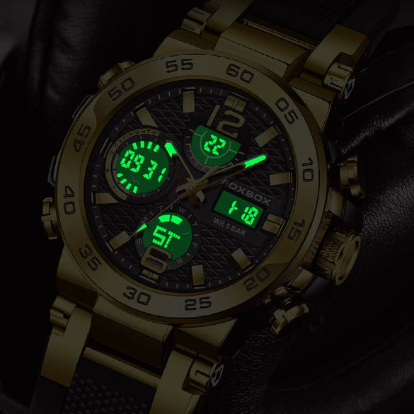 Men's Multifunction Waterproof Sports Watch With Zinc Alloy Case Silicone Strap And Mineral Strengthened Glass Mirror Geometric Style Round Dial