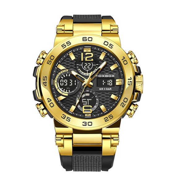 Men's Multifunction Waterproof Sports Watch With Zinc Alloy Case Silicone Strap And Mineral Strengthened Glass Mirror Geometric Style Round Dial