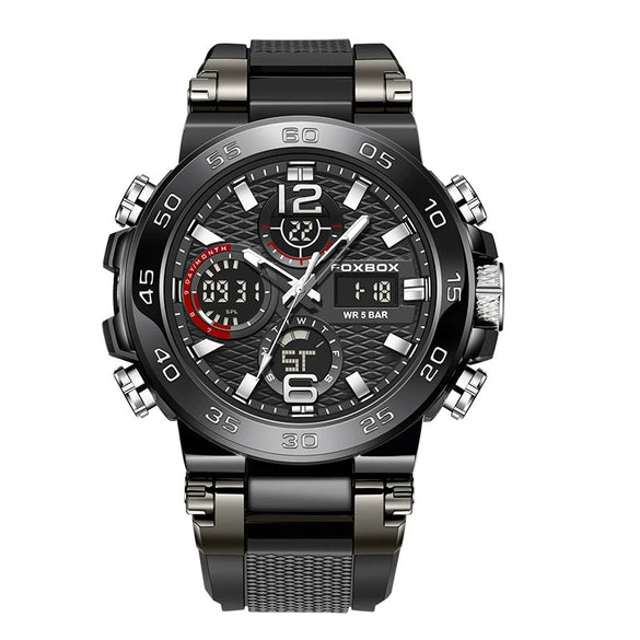 Men's Multifunction Waterproof Sports Watch With Zinc Alloy Case Silicone Strap And Mineral Strengthened Glass Mirror Geometric Style Round Dial