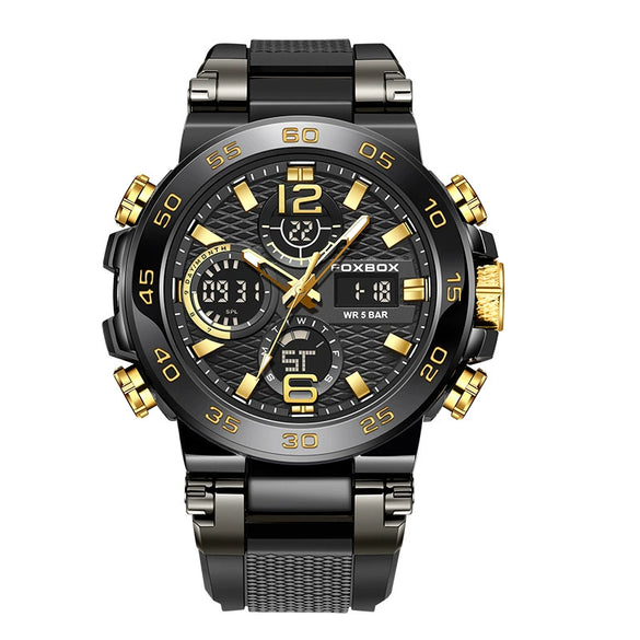 Men's Multifunction Waterproof Sports Watch With Zinc Alloy Case Silicone Strap And Mineral Strengthened Glass Mirror Geometric Style Round Dial
