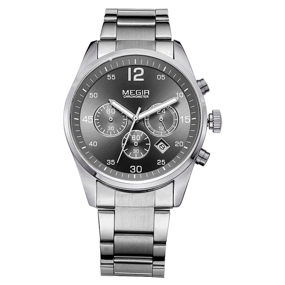 Men's Multifunctional Alloy Watch Luminous Waterproof Quartz Round Dial