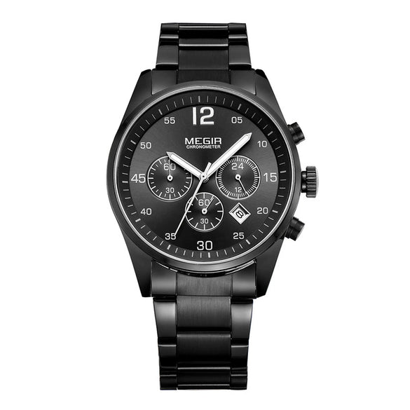 Men's Multifunctional Alloy Watch Luminous Waterproof Quartz Round Dial