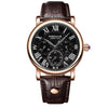 Men's Multifunctional Belt Quartz Watch Genuine Leather Alloy Case Sapphire Crystal Glass Mirror Round Dial Leisure Style