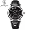 Men's Multifunctional Belt Quartz Watch Genuine Leather Alloy Case Sapphire Crystal Glass Mirror Round Dial Leisure Style
