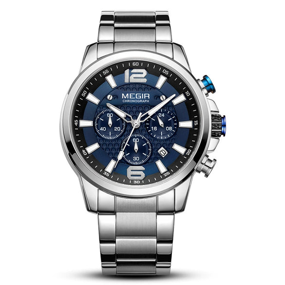 Men's Multifunctional Business Sports Quartz Watch Alloy Case Stainless Steel Belt Round Dial