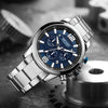 Men's Multifunctional Business Sports Quartz Watch Alloy Case Stainless Steel Belt Round Dial
