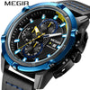 Men's Multifunctional Chronograph Calendar Quartz Watch Alloy Case Genuine Leather Strap Round Dial