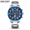 Men's Multifunctional Chronograph Sports Business Luminous Watch Alloy Case Steel Strap Round Dial