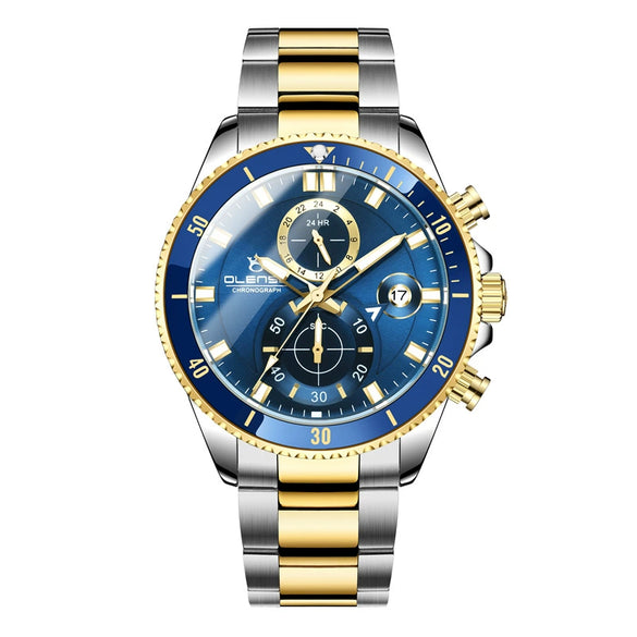 Men's Multifunctional Creative Business Watch With Round Dial Stainless Steel Band Metal Case