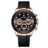 Men's Multifunctional Leisure Waterproof Quartz Watch Alloy Case Stainless Steel Strap Round Dial