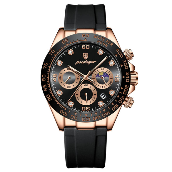 Men's Multifunctional Leisure Waterproof Quartz Watch Alloy Case Stainless Steel Strap Round Dial