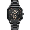 Men's Multifunctional Luminous Waterproof Sport Watch With Alloy Case Stainless Steel Strap And Square Dial