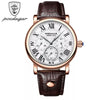 Men's Multifunctional Quartz Watch Alloy Case Sapphire Crystal Glass Mirror Genuine Leather Strap Round Dial Leisure Style