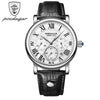 Men's Multifunctional Quartz Watch Alloy Case Sapphire Crystal Glass Mirror Genuine Leather Strap Round Dial Leisure Style