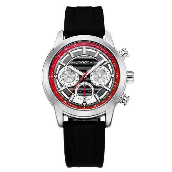 Men's Multifunctional Sports Watch Alloy Case Stainless Steel Clasp Silicone Strap Quartz Movement Round Dial